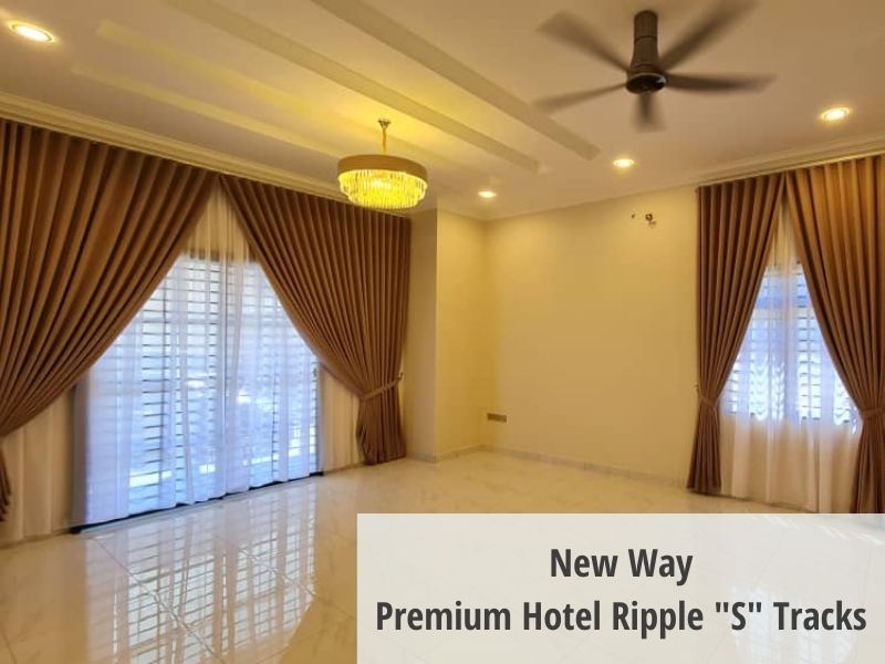 Ripple curtains made using New Way's premium hotel ripple fold curtain tracks